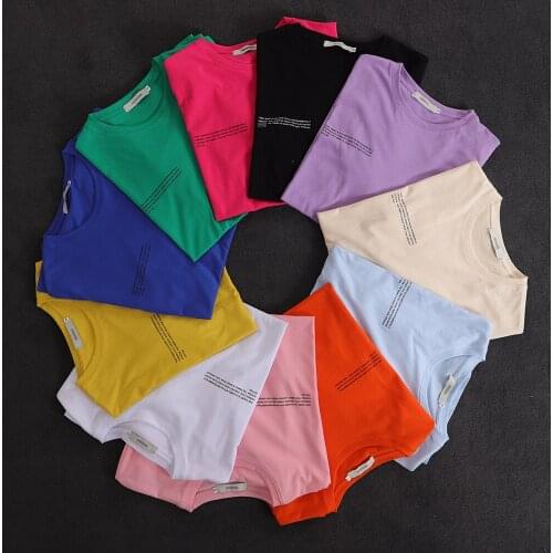 Solid 100% Cotton Basic Tees Women T-shirt Short Sleeve Crew Neck Female Workout Tops Summer Clothing Loose Fit