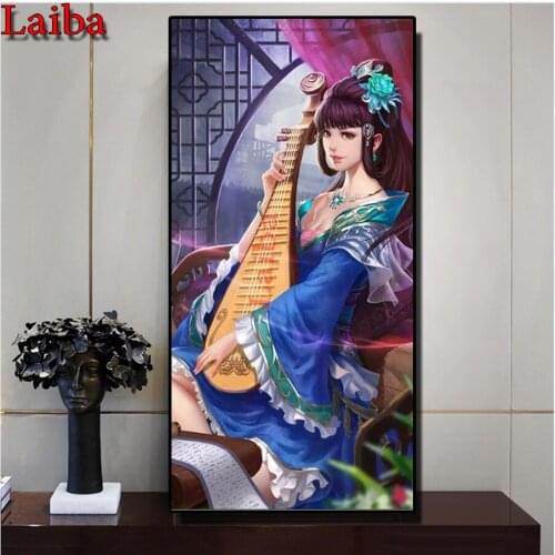 Pipa girl diy diamond rhinestone Pretty Ancient chinese woman diamond painting full square/round drill diamond embroidery large