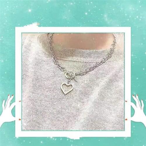 Exquisite Love Heart Shape Inlaid Zircon Pendant Necklace For Women Shiny Elegant Charm Sweater Necklaces Choker Fine Jewelry