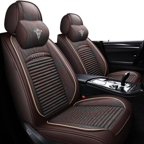 ZHOUSHENGLEE Linen Flax Car Seat Cover for Renault All Models captur megane scenic kadjar fluence laguna koleos Espace Talisman