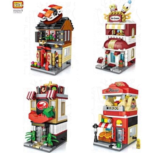 LOZ Mini Blocks Street Store Pissa Building Bricks for Kids Toy Small Shop Model Ice cream DIY Children Educational Gifts XMAS