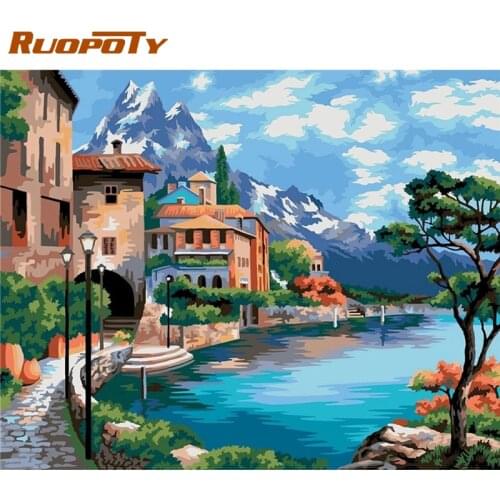 RUOPOTY 60x75cm Frame Painting By Numbers For Adults Seascape Picture By Numbers Acrylic Paint On Canvas Home Decors Art