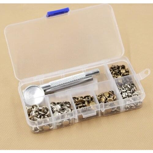 Fixing Tool Kit 120 Set Silver Bronze Rivets Belts Leathercraft Tool Sets Double Sided Leather Repairing Metal DIY Crafts