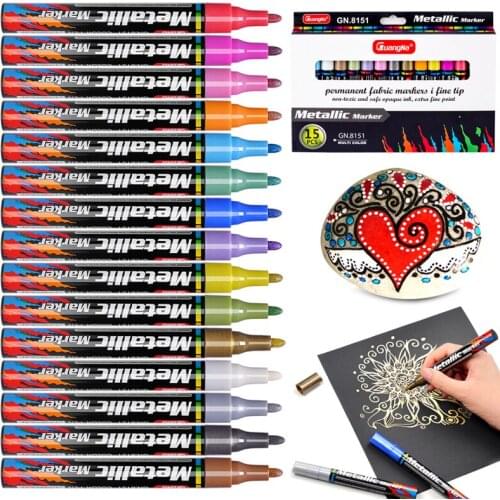 Acrylic Paint Pens 8/12/15/20/24 Colors Paint Marker Pen Set Ideal for Rock Wood, Metal Plastic Glass Canvas Ceramic Easter Egg