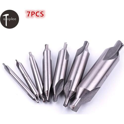 7pcs 1/2",5/32",1/4",1/8",3/8",3/16",5/16" HSS Combined Center Drills Countersinks 60 Degree Angle Drill Bit Set Tools