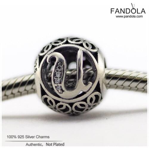 Wholesale 925 Sterling Silver Clear CZ Vintage U Alphabet Charm Letter Beads for Jewelry Making Fits Original Bracelets Bangles