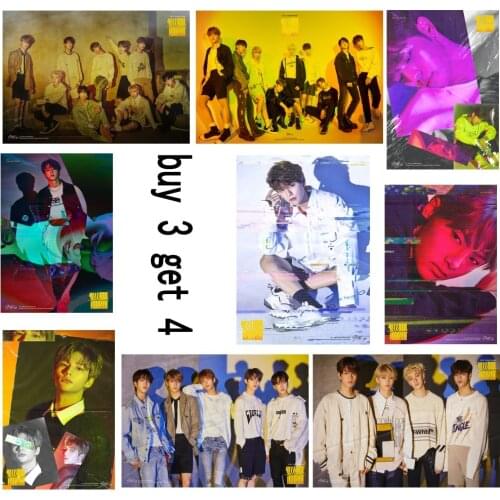 Kpop Stray Kids Yellow Wood Posters Clear Image Bedroom Decoration Home Art Brand wall stickers home decoration for living room