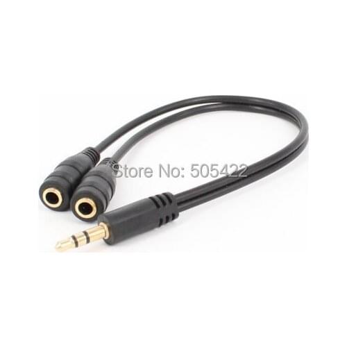 Gold Plated 3.5mm 1/8 Stereo Male Mini Plug to 2 Female RCA Jack Adapter Audio Y Cable Black