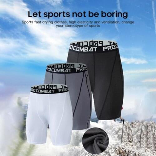 Korean Sports Tight Shorts Mens Stretch Quick-drying Five-point Pants Basketball Bottoming Yoga Pants Training Running Fitness
