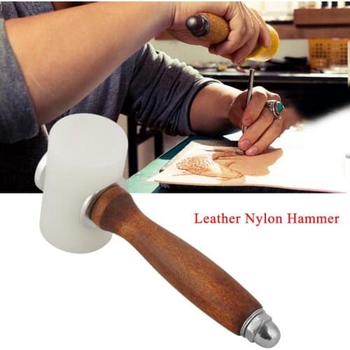 T Shape Leather Carving Hammer Wood Handle Leather Carving Tool Nylon Leather Carving Mallet Craft Tool