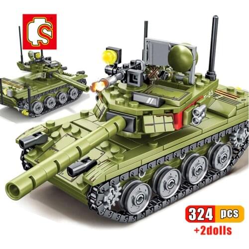 SEMBO 324pcs Military Sets Main battle Tank ww2 Building Blocks Weapon Figures Army City Enlighten Bricks Toys For Children Gift