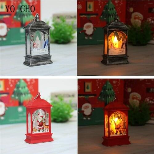 YO CHO Christmas Decor Christmas LED Light Lantern Flame Xmas Candle Gift Christmas Deer Santa Claus Creative Home Table Decor