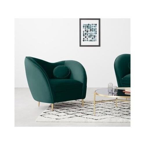 ChinaFurniture processing and production factory modern light luxury fabric single sofa with stainless steel foot