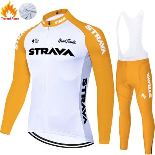 Strava Winter Thermal Fleece Masculina Completo Tricota Jersey Maillot Hombre Wielren Kleding Heren Ropa Ciclismo Cycling 자전거의류