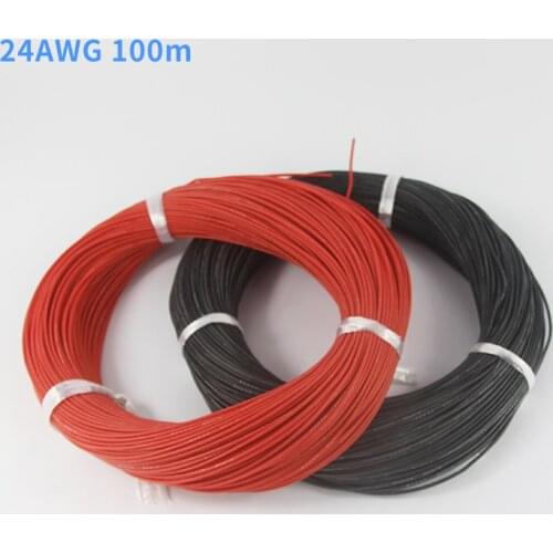 100m Silicon Wire 24AWG Heatproof 200 degree Soft Silicone Silica Gel Wire Cable For RC Model Battery Part in Red Black Blue