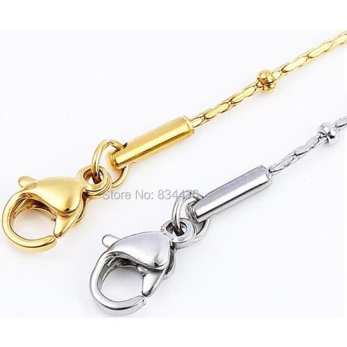 100pcs Good Quality 0.9mm Thin Small Stainless Steel Clamp Bead Ball Chokers Necklaces Chains Women Mens DIY Jewelry Bulk Sales