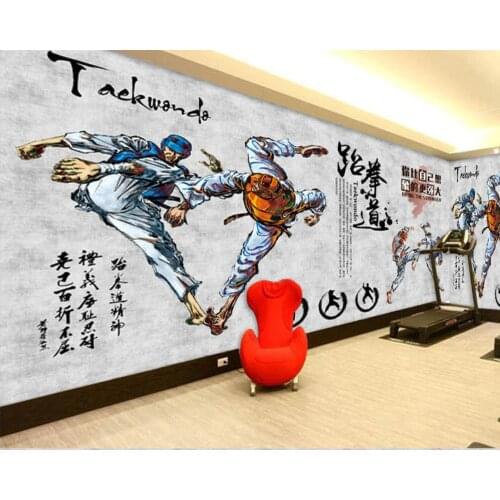 Custom 3D Martial Arts Wallpaper Mural Hand-Painted Taekwondo Sports Fitness Wall Gym Decoration Wallpaper