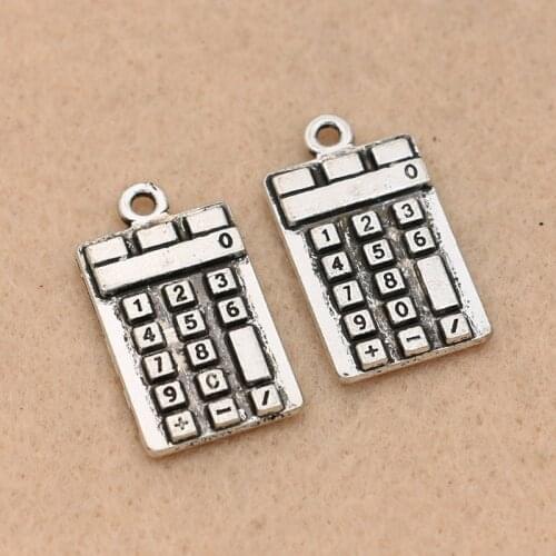 5PCS Antique Silver Plated Calculator Charms Pendants for Jewelry Making Bracelet DIY Handmade 23x13mm