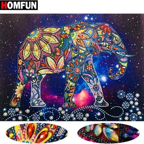 HOMFUN Special Shape Diamond Painting Elephant DIY Diamond Embroidery Animal Diamond gift Picture Of Rhinestones Gift 40x30cm