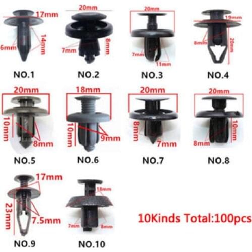 100pcs/Set Car Clips For car Bumper Fender Rivets Clips Plastic Set Fastener Screw Durable Useful Practical Hot