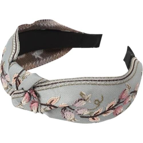 CN Retro Elegant Knotted Headband Print Cross Knot Hairband Knotted Headband Ladies Pressure Hair Headdress Hair Bands