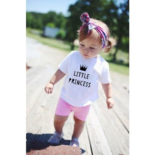 Girls Little Princess Letter Print T Shirt Kids Casual Funny Clothes Baby Summer Short Sleeve T-shirt Children O-neck Tops
