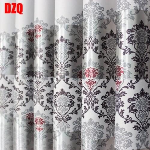 European gray blackout Curtains for Living Room BedroomElegant Printing Curtain For Windows treatment Drapes