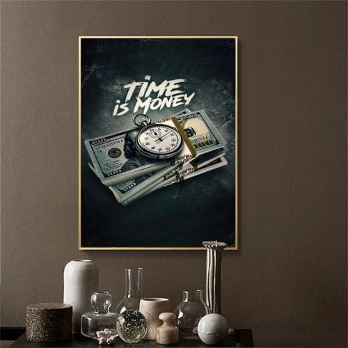 Graffiti Retro Posters and Prints Time is Money Art Modular Canvas Painting Wall Art Pictures for Living Room Home Decoration