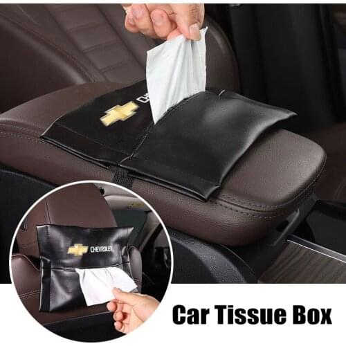 Car Interior Leather Tissue Box Paper Towel Bag With Auto LOGO For Chevrolet Cruze Captiva Trax Malibu Tahoe Equinox Impala