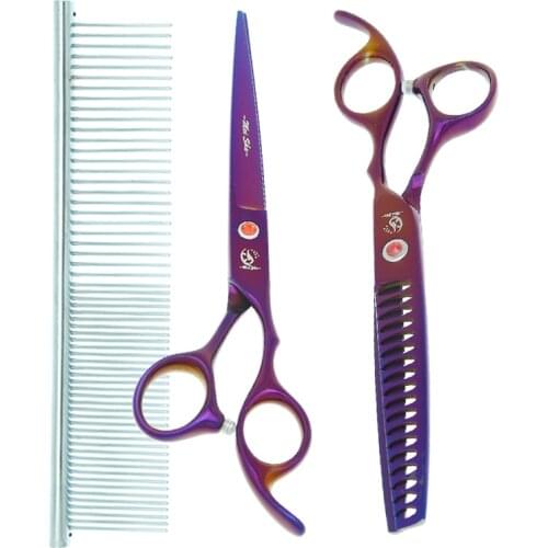 Meisha 7 inch Pet Scissors Dogs Grooming Cutting Shears Thinning Clippers Curved Tijeras with Forceps Puppy Beauty Tools B0021A