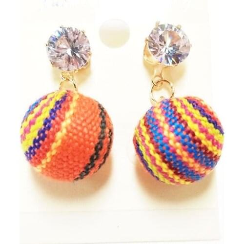 Fashion Statement Flower Linen Ball Earrings For Women Drop Earring Female Jewelry