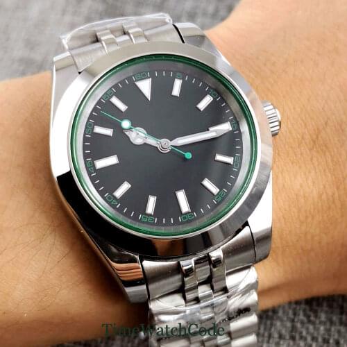 Bliger 39mm/36mm Mens Automatic Watch Japan Genuine NH35 Movement Fix Bezel Sapphire Glass Jubilee Bracelet Black Dial