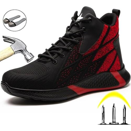 Male Steel Toe Shoes Boots Safety Shoes Anti-smash Anti-puncture Work Boots Protective Footwear Men Sneakers Winter Shoes Pop