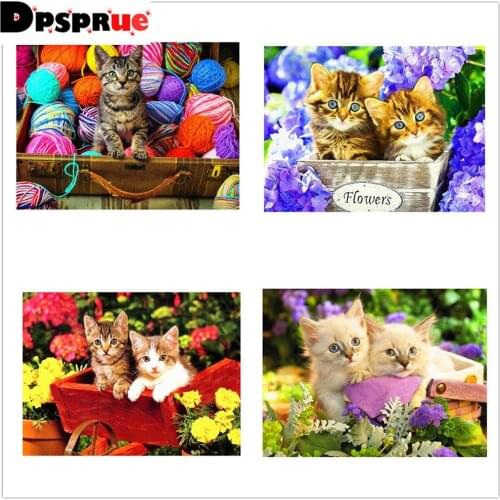 Dpsprue Diamond Painting Kit Cross stitch Full Square/Round Diamond Embroidery Flower Cat 5D DIY Mosaic Home Decoration Gift