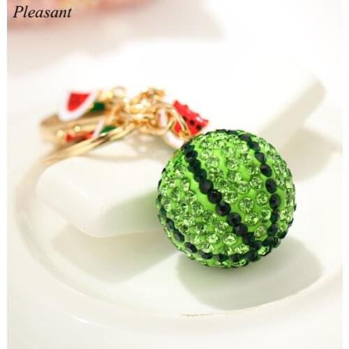 New Creative Crystal Small Watermelon Bag Key Chain Female Car Fruit Pendant Metal Key Chain Ring Gift Wholesale