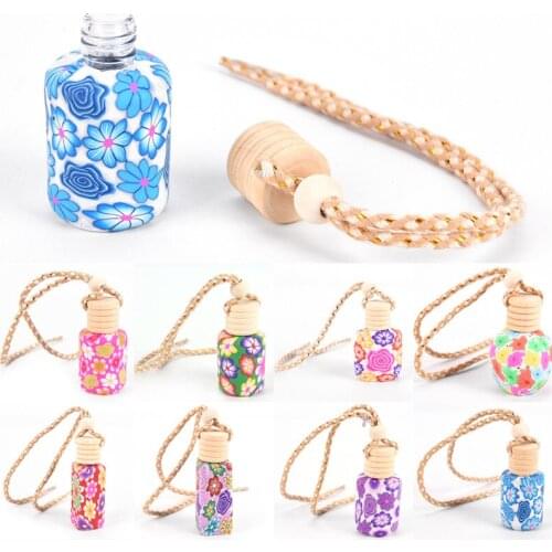 New Floral Art Printed Hanging Car Air Freshener Perfume Diffuser Fragrance Bottle
