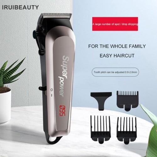 New LCD Digital Display Hair Clipper Hair Salon Professional High-Power Electric Hair Clippers MenS Household Hair Clippers