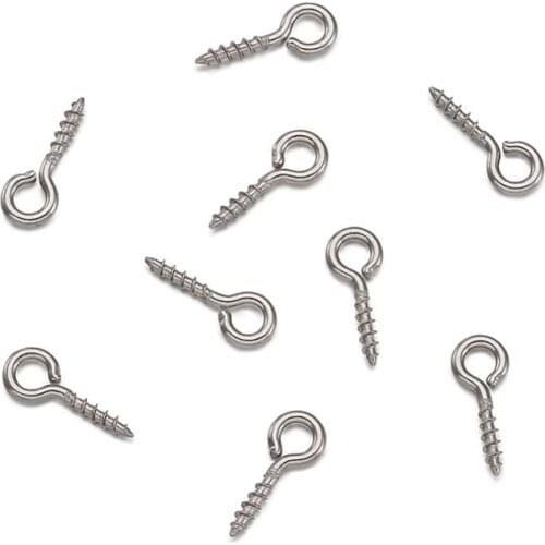 Pandahall 100pcs 304 Stainless Steel Screw Eye Pin Bail Pegs For Half Drilled Beads 10x4x1mm