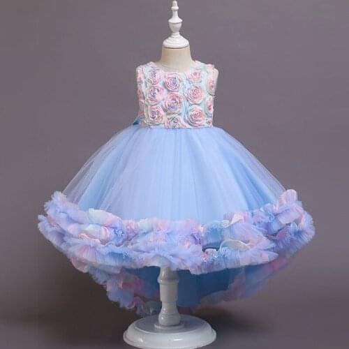 Flower Girl Wedding Party Little Bridesmaid Tail Banquet Dress Girl School Graduation Party Dance Performance Dress