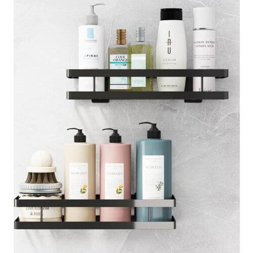 Bathroom Shelf 20-40cm Space Aluminum Black Storage Holder Bath Shower Shelf Kitchen Wall Shelf Toilet Shampoo Holder