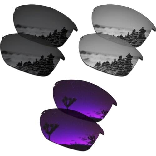 SmartVLT 3 Pairs Polarized Sunglasses Replacement Lenses for Oakley Unstoppable Stealth Black & Silver Titanium & Plasma Purple