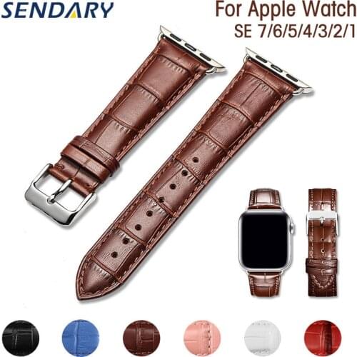 Leather Band for Apple Watch SE 6/5/4/3/2/1 Watch Band 38MM 40MM for iWatch Series 42MM 44MM Crocodile Pattern Bracelet Strap