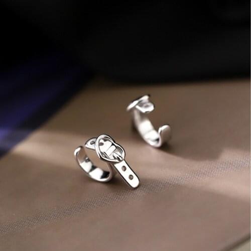 Trendy Creative Personality No Piercing Love Heart-Shaped Belt Clip Earrings EarCuff For Women Punk Style Adjustable Jewelry
