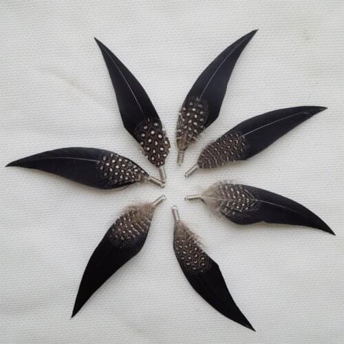 Plumes!10Pcs/Lot! 8cm BLACK Curved Goose Quill Feathers& TURKEY MARABOU FEATHERS with SPRING FASTENERS for Jewelry Making