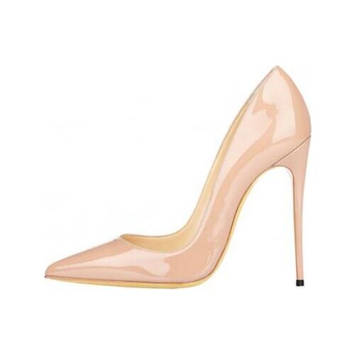 Moraima Snc Women Shoes Thin High Heel Stilettos Pointed Toe Patent Leather Shoes 12CM Heels Lady Dress Heels Sexy Pumps Nude