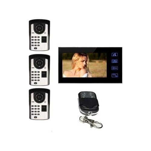 MOUNTAINONE 7" Screen Video Door Phone Doorbell Intercom System+Waterproof Fingerprint Code Keypad Remote Access Door Camera 3V1