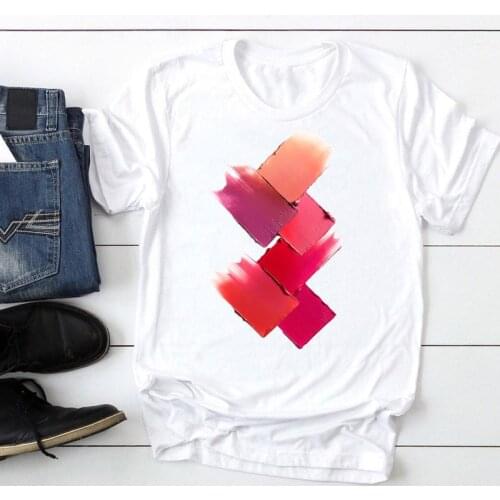 Women Make Up Finger Nail Short Sleeve 90s Fashion Cartoon Summer Lady Print Tee Graphic T Top Female Tshirts Clothes T-Shirt