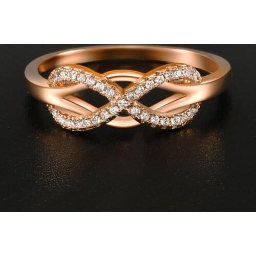 Luxury Twist Rose Gold Rings For Women Wedding Party Ladies Ring Jewelry Classical Crystal Zircon Ring Valentines Gifts