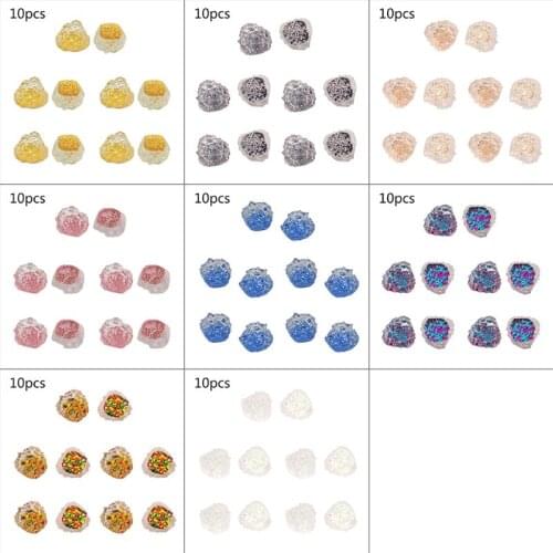 10Pcs Colored Crystal Resin Button Irregular Surface Sequin DIY Headband Jewelry E56A