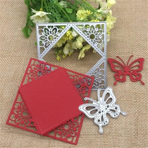 2pc flower butterfly square Metal Cutting Dies Stencil Scrapbooking Photo Album Card Paper Embossing Craft DIY